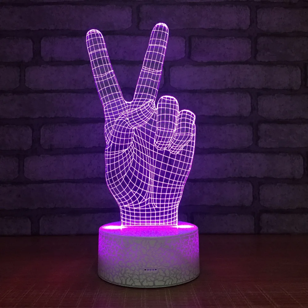 Новинка жесты да Форма 3D настольная лампа 3d ночные светильники LED USB 7 видов цветов