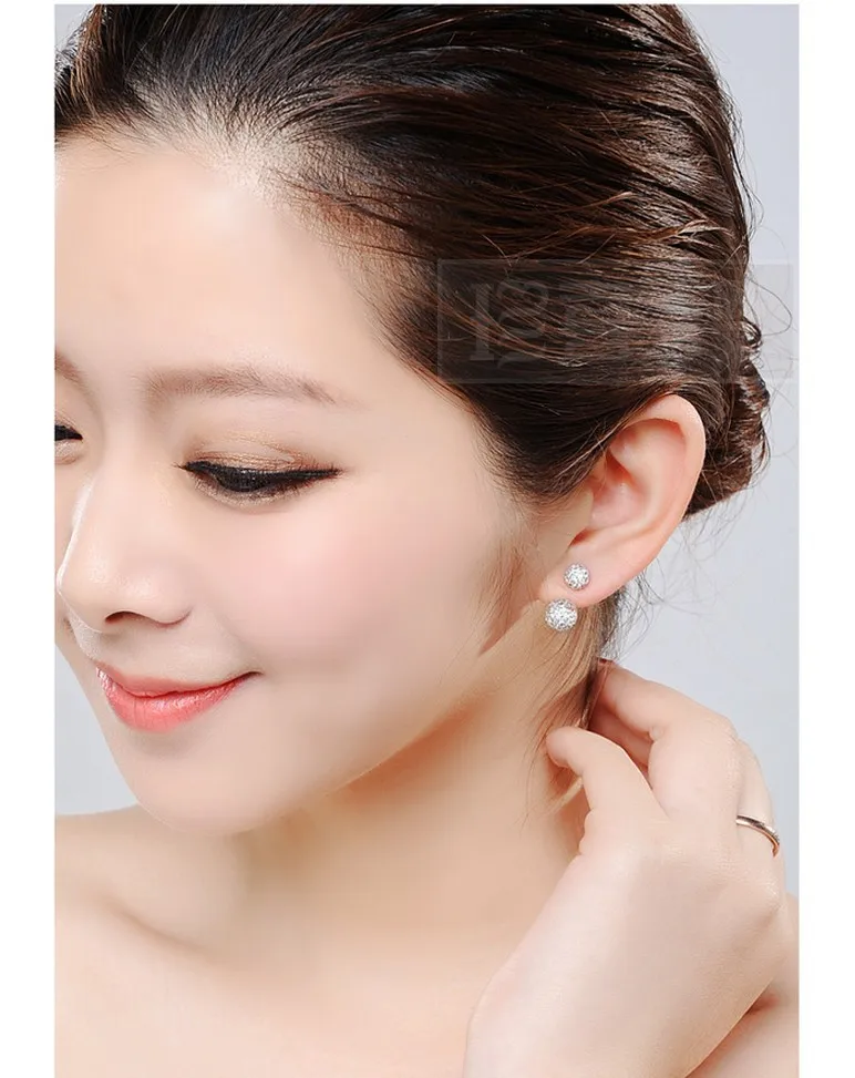 3 SIZES High Quality Dazzling 925 Sterling Silver Stud Earrings Women Inlay AAA Cubic Zirconia Shambhala Jewelry | Украшения и