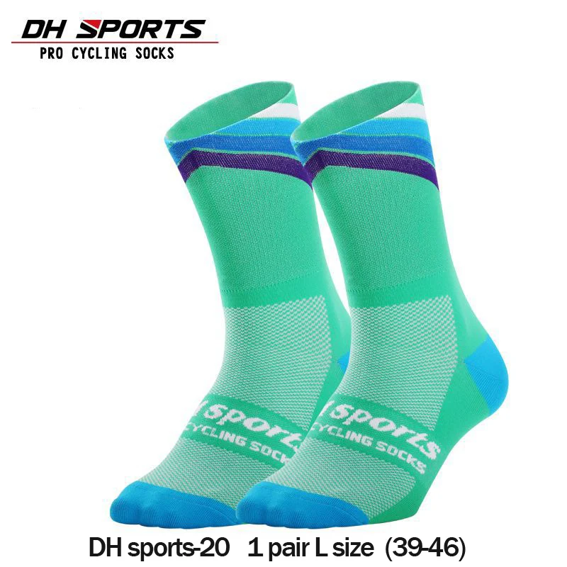 DH SPORTS Pro, лучшие спортивные носки, ветрозащитные, Coolmax, теплые, погодные, высокие, велосипедные носки, сумасшедшие, баскетбольные, для бега, спортивные, defeet носки - Цвет: Green