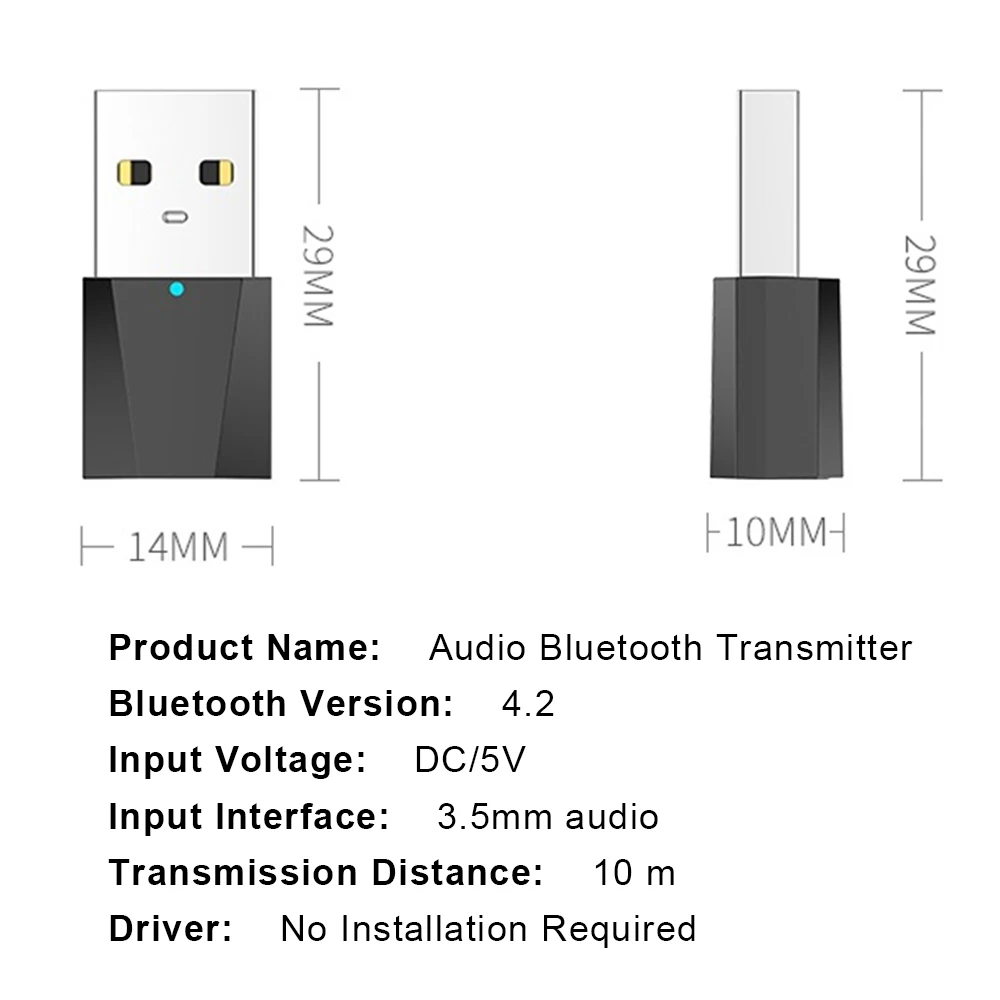 Bluetooth передатчик 4,2 для ТВ ПК Bluetooth адаптер Колонки USB 3,5 мм беспроводной аудио передатчик для наушников