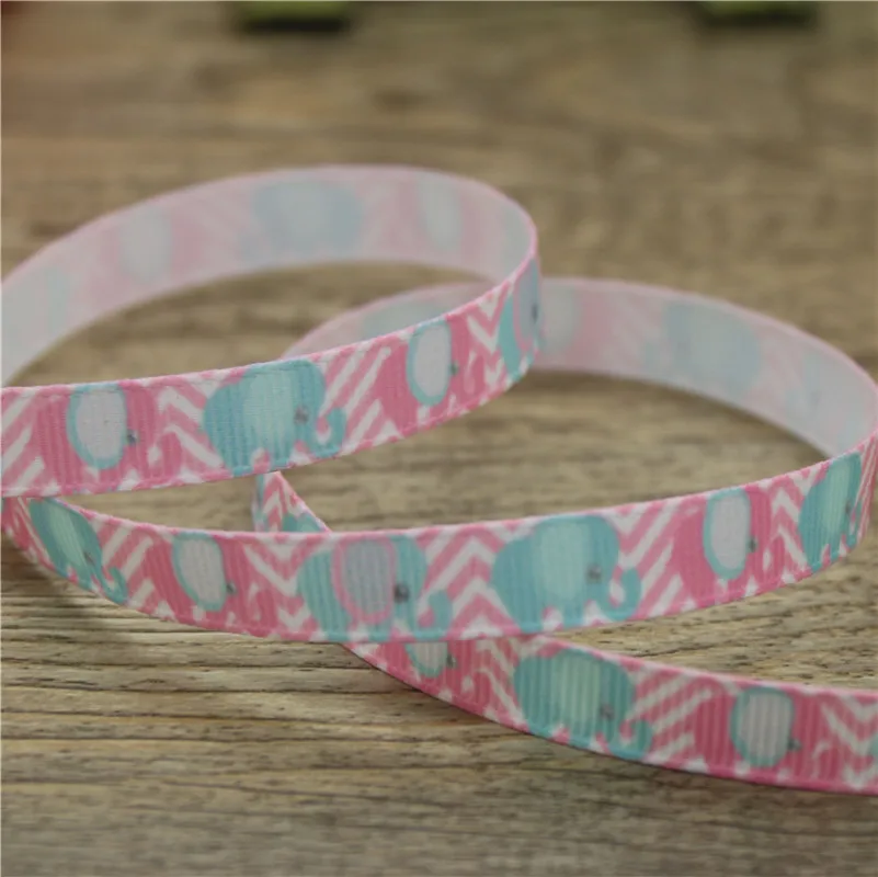 DHK 3/8 ''Бесплатная доставка слон печатных grosgrain ленты аксессуар hairbow головные