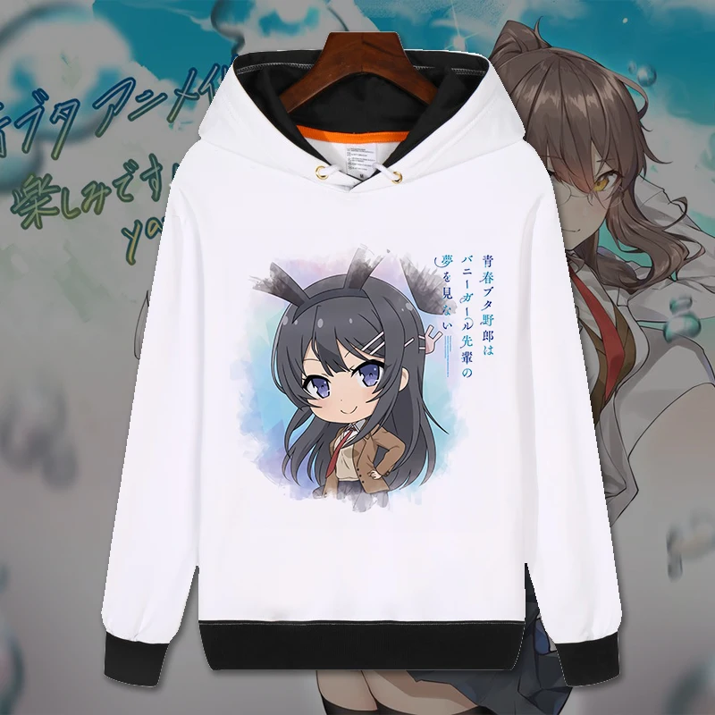 Модные толстовки с капюшоном в стиле аниме rascall Does Not Dream of Bunny Senpai Seishun Buta Yarou
