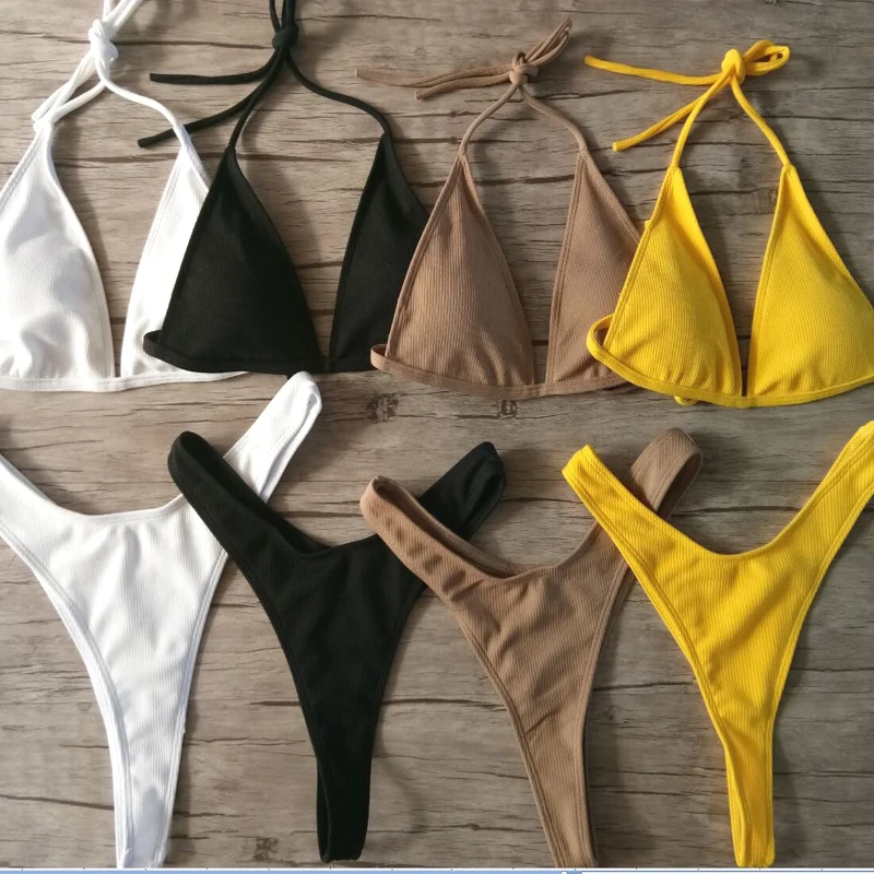 Бразильские Купальники для девочек ming 2019 бикини маленькая чашка + высокий разрез