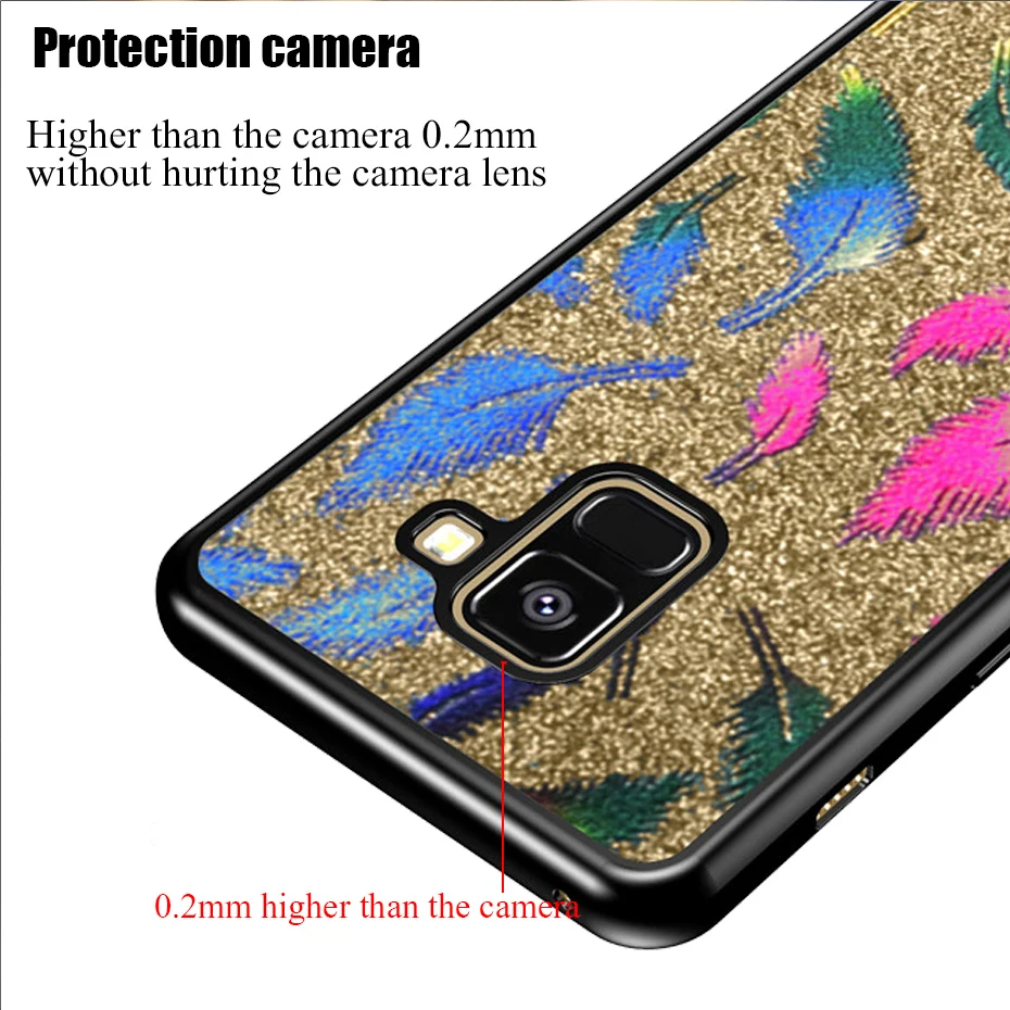 Feather Glitter case For Samsung galaxy A8 A6 S8 S9 J2 J4 J6 2018 Grand Prime J3 J5 J7 A3 A5 2017 2016 S5 Case Soft Cover |