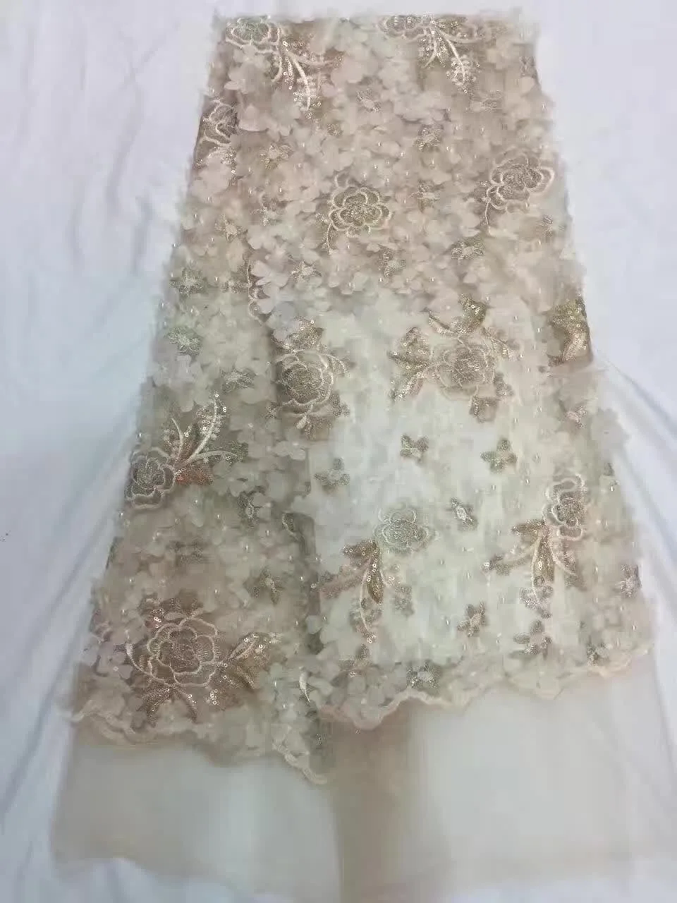 African Pearl stone High Quality Net Lace French Voile Guipure tulle mesh Fabric For dress with beads in black HY29-974 | Дом и сад