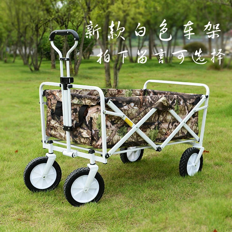 Pastoral Camping Trolley Supermarket Grocery Shopping Trolley Small Pull Shopping Cart Camp Folding Portable Household Cart
