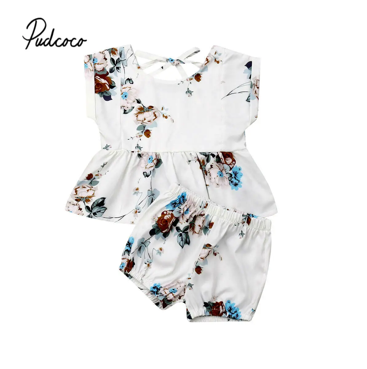 Лето 2019 брендовые белые платья для новорожденных девочек + шорты с цветочным