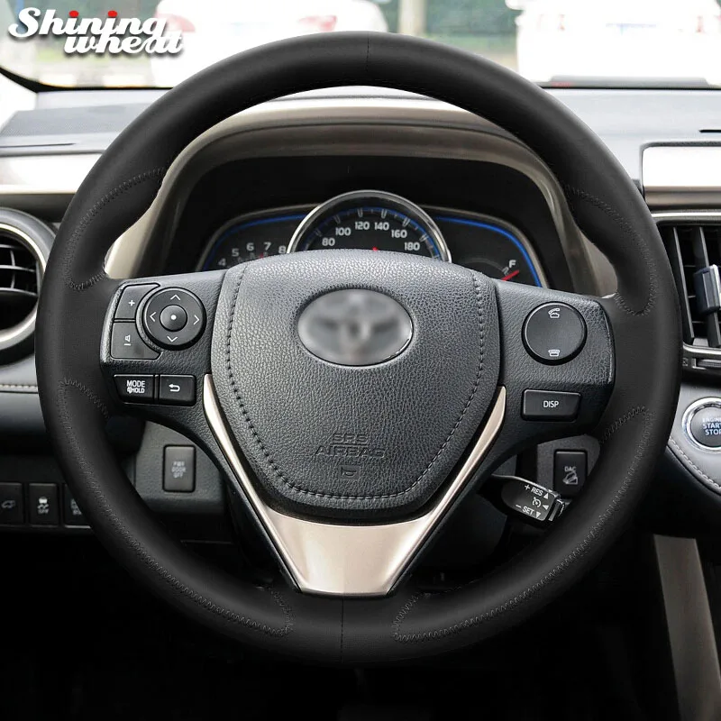 Блестящий чехол на руль из пшеничной кожи для Toyota RAV4 2013- Toyota Corolla- Auris 2013 - Название цвета: Style 2