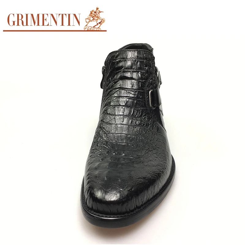 GRIMENTIN/Брендовые мужские ботильоны в крокодиловом стиле натуральная кожа цвет