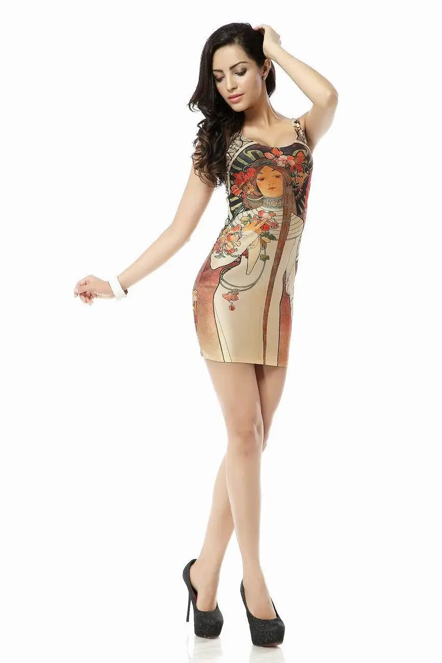 

Fashion Vest Dress Women Summer Dress Sleeveless One-Piece Dress Print Galaxy Dress