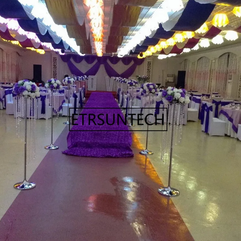 Satin Al 10 Adet 69 Cm 110 Cm Düğün Yol Kurşun Akrilik Kristal Avrupa Düğün Centerpiece Olay Parti Dekorasyon Spiral Çiçek Vazo