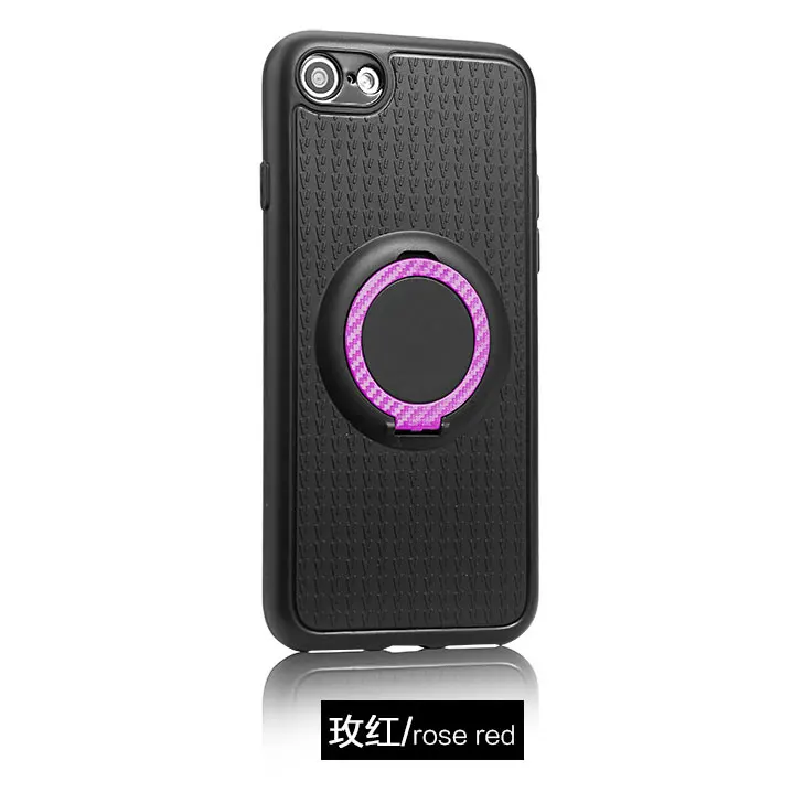 hot pink Чехол Silincone для iPhone X, 7, 6, 6 S, 5, 5S, 8, se, мягкий матовый чехол из ТПУ с роскошным Карбоновым волокном, ПК, Магнитная подставка на присоске - Цвет: hot pink