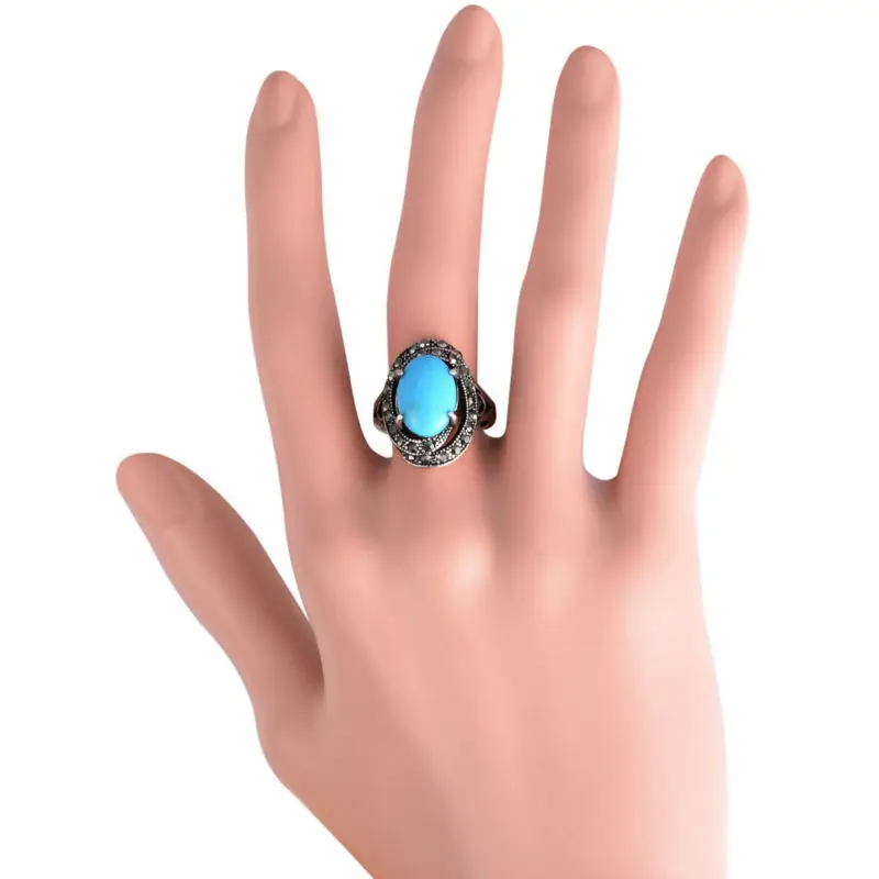 Винтажные турецкие этнические синие овальные античные серебряные серьги на