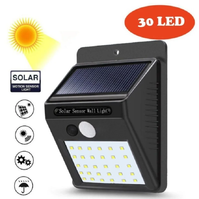 Лампа на солнечной батарее с датчиком движения 30 шт. LED наружная