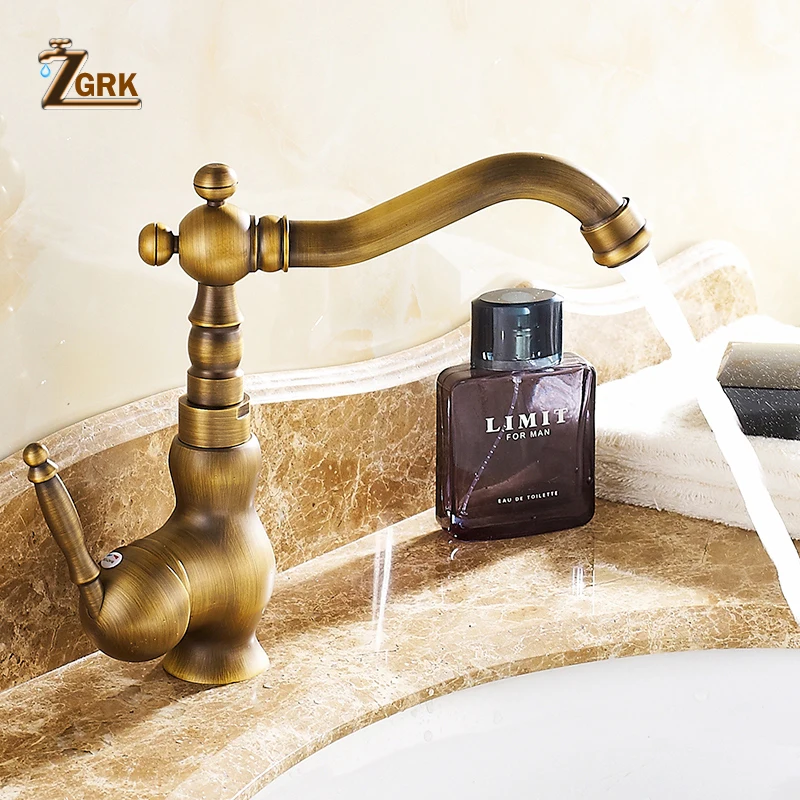 zgrk bathroom faucet accessories antique brass kitchen faucet 360 swivel bathroom basin sink mixer tap crane free global shipping