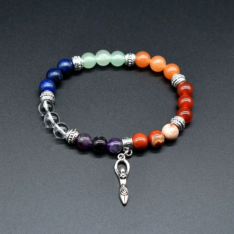 8 мм натуральный природный камень 7 Чакра аура браслет женский модный роскошный с кристаллами оникс бусины для женщин браслет Пьер naturelle