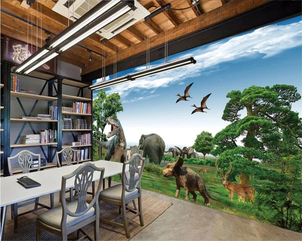 Обои beibehang papel de pared на заказ 3D фотообои фрески через время и космос динозавр
