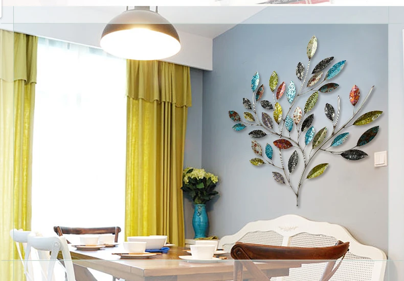 

Modern Wrought Iron Leaf Shape Wall Mural Decoration Home Livingroom Wall Hanging Crafts Hotel Porch Wall Sticker Ornaments Art