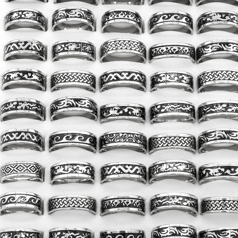 20 штук смешанный стиль бохо из нержавеющей стали мужские кольца Anillos мода ширина 8