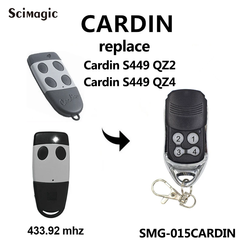 

3 шт. Cardin S449 сменный пульт дистанционного управления для гаражных ворот S449 QZ2 QZ4 ручной передатчик 433,92 МГц непрерывный код