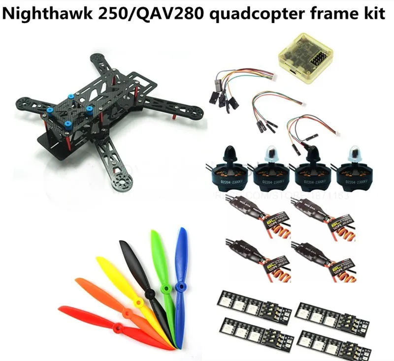 DIY FPV гоночный мини-Дрон Nighthawk 250/QAV280 Квадрокоптер Рамка комплект 4 оси чистый углерод стойка+ D2204+ BL12A ESC Специальная цена