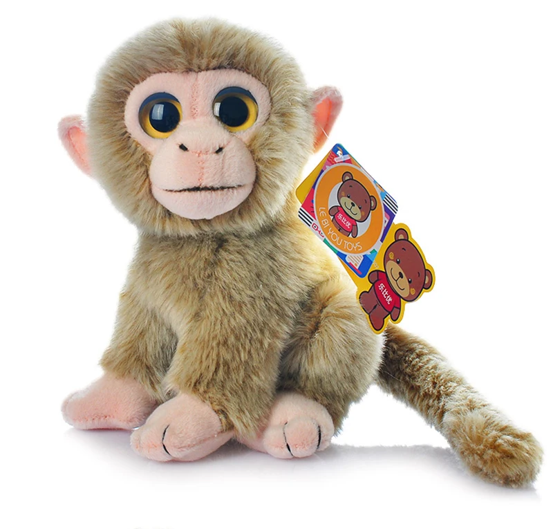 

7" Lifelike Light Monkey Plush Toys Soft Sitting Big Eyed Monkey Realistic Animal Stuffed Toy Christmas Gifts For Kids