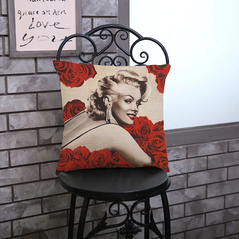 Marilyn Monroe Роза декоративная наволочка 2017 дюймов искусственная Декор Cojines 45*45
