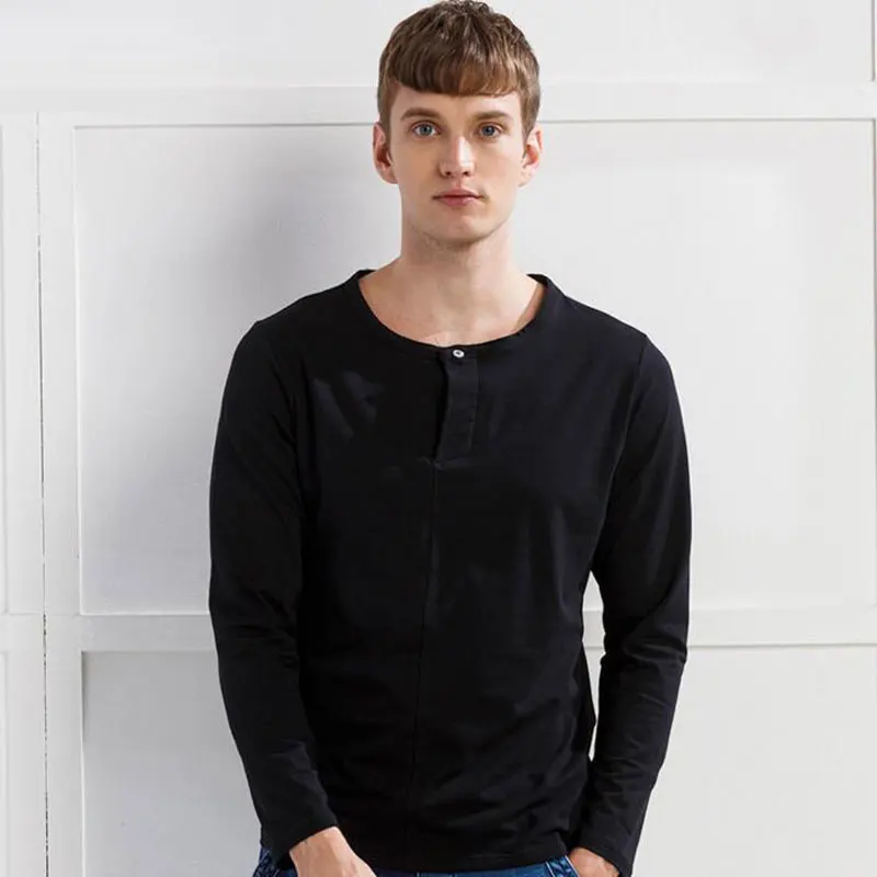 TANGNEST/Основные футболки для мужчин новый модный бренд Slim Fit Футболка с длинным