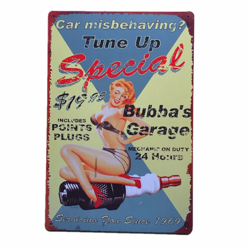 Sepcial Car Bubba's Garage Настенный декор штифты для девочек с купальником металлический