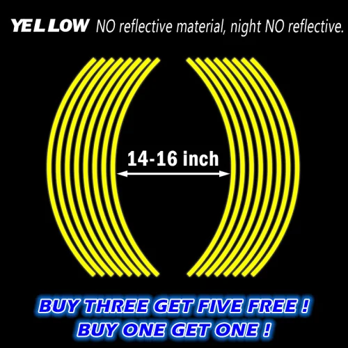 14-16 inch yellow 16 полоски светоотражающий, для мотокросса велосипед мотоцикл Стикеры для 1" 18" для автомобилей и мотоциклов обод колеса, для езды на мотоцикле Стикеры s машина для укладки - Цвет: 14-16 inch yellow