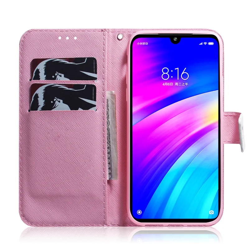 Чехол бумажник из искусственной кожи для Xiaomi Redmi 7 мягкий силиконовый чехол