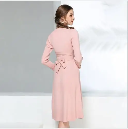 Женские свитера 2018 Новое Осеннее трикотажное платье с длинным рукавом Offiec