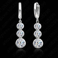 free shipping new trendy cubic zircon 925 sterling silver silverdangle earrings for woman fine jewelry wedding gift