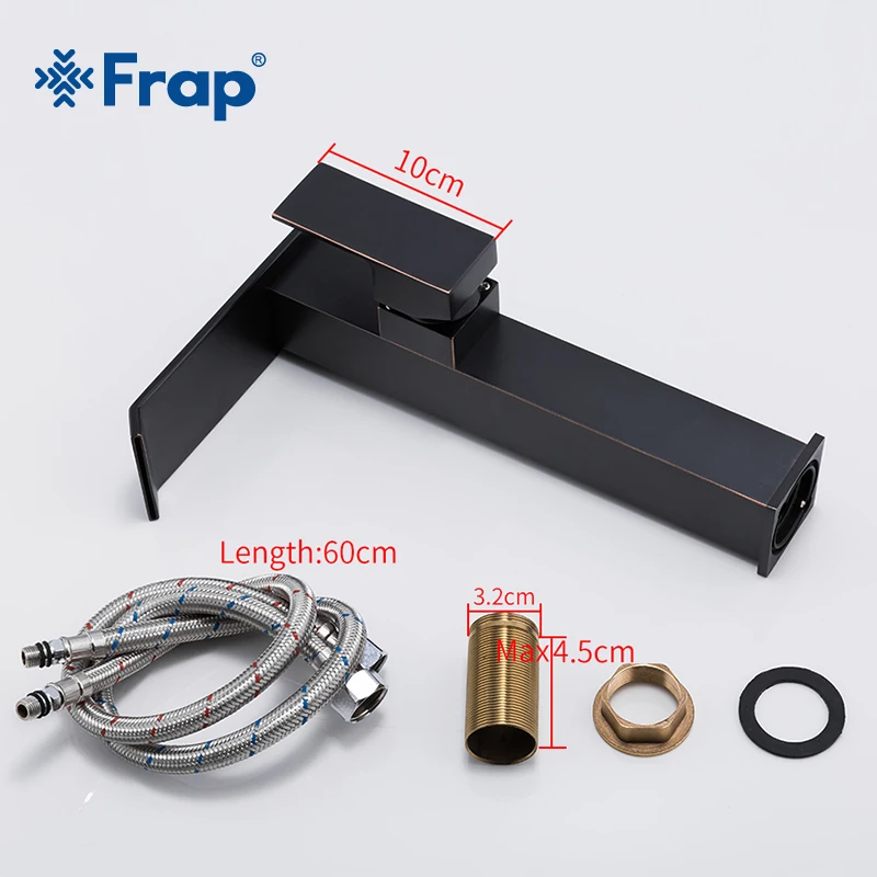 

Frap New Bathroom Basin Faucet Deck Mounted Waterfall Hot and Cold Water Sink Tap Mixer Single Handle Black Tap Mixer Y10136