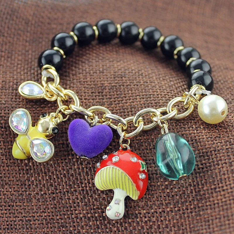 Женские серьги в форме грибных гроздей XQ эластичные браслеты с бусинами и бантом