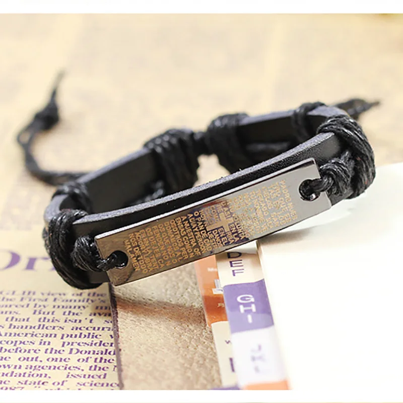 Мужские браслеты из кожи с крестом Браслет манжета женские регулируемым