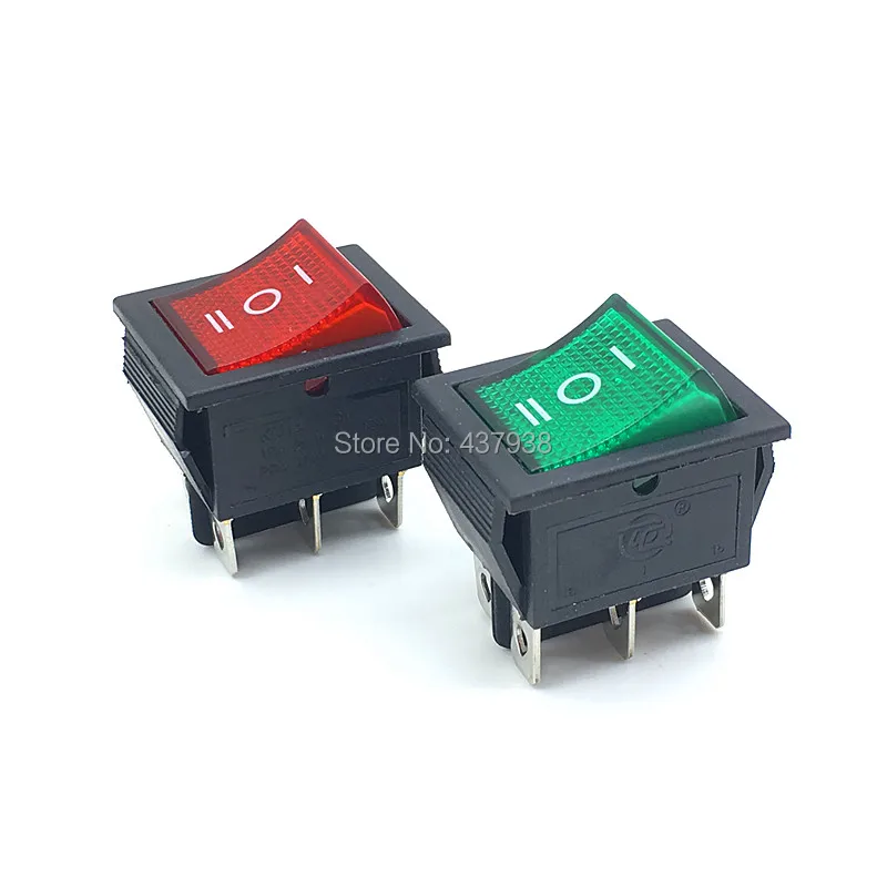 1 шт. KCD4 клавишный переключатель 6 контактов с красным зеленым светом 3 положения ВКЛ./ВЫКЛ. На 16A 250 В/20A 125VAC выключатель питания