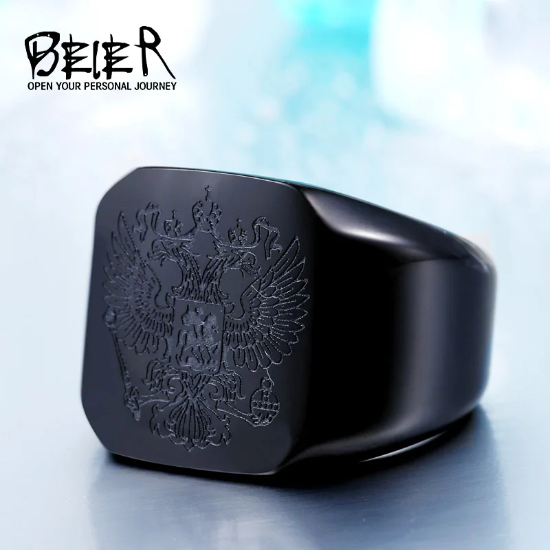 C STYLE black Байер 316L нержавеющая сталь для мужчин пальто руки печатка герб России ретро мужчин и женщин высокое качество кольцо LR504 - Цвет основного камня: C STYLE black