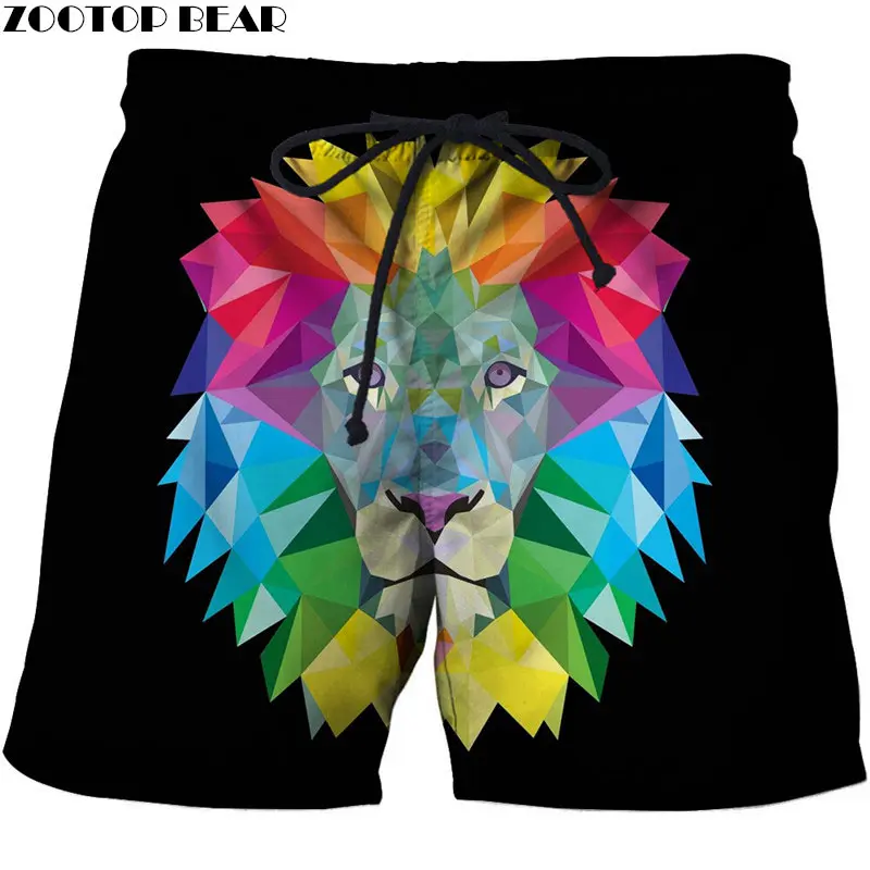 

Colorful Lion Face 3D Printed Board Shorts Elastic Waist Beach Shorts Summer 2019 New Male Clothing Short Trousers ZOOTOP BEAR