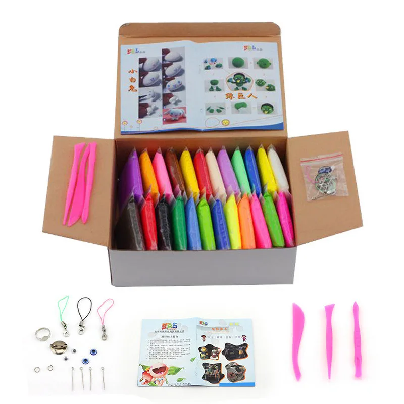 20g x 24pcs 24 шт. слизь DIY воздух сухой глина, пластилин мягкая глина Полимерная глина прыжки пены Пластилин блок образования Пластилин для Игор - Цвет: 20g x 24pcs