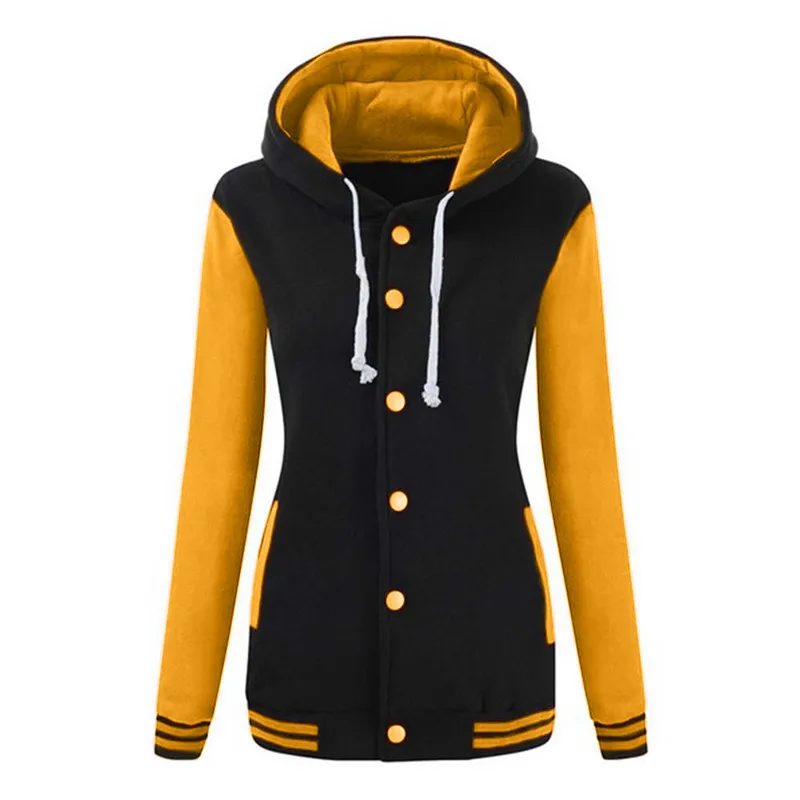 Yellow Women's Sweatshirt Winter Warm Baseball Hoodie Streetwear Hoody Sport Sudadera Sweatshirt Overcoat Bluza Damska Dropship L#13 - Цвет: Yellow