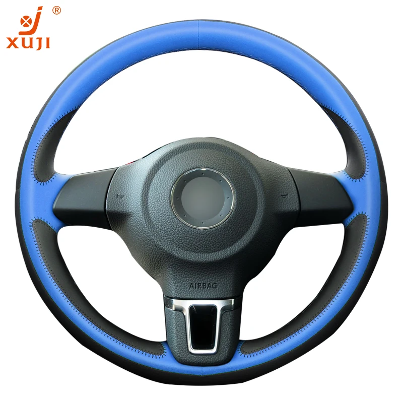 XUJI Top Layer Leather/ First Cattle Hide 5D Flash Steering Wheel Cover for VW-GOLF6 Custom made hub Special car | Автомобили и