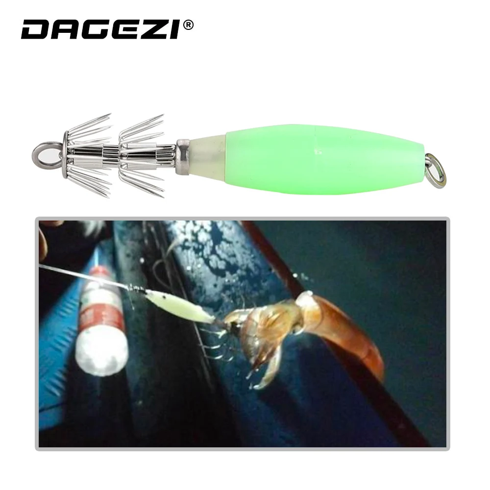 DAGEZI 3 шт./лот флуоресцентная наживка Каракатица рукав джиг, приманка для рыбалки наживка Крючки рыболовный крючок жесткая искусственная приманка