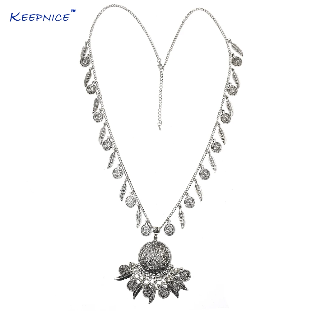 Новое массивное цыганское этническое винтажное старинное серебряное ожерелье с