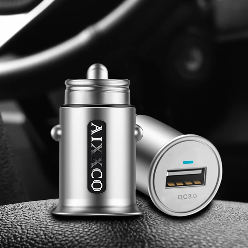 AIXXCO мини USB Автомобильное зарядное устройство Быстрая зарядка 2,0 3,0 мобильный телефон автомобильное зарядное устройство адаптер для iPhone samsung Xiaomi автомобильное зарядное устройство