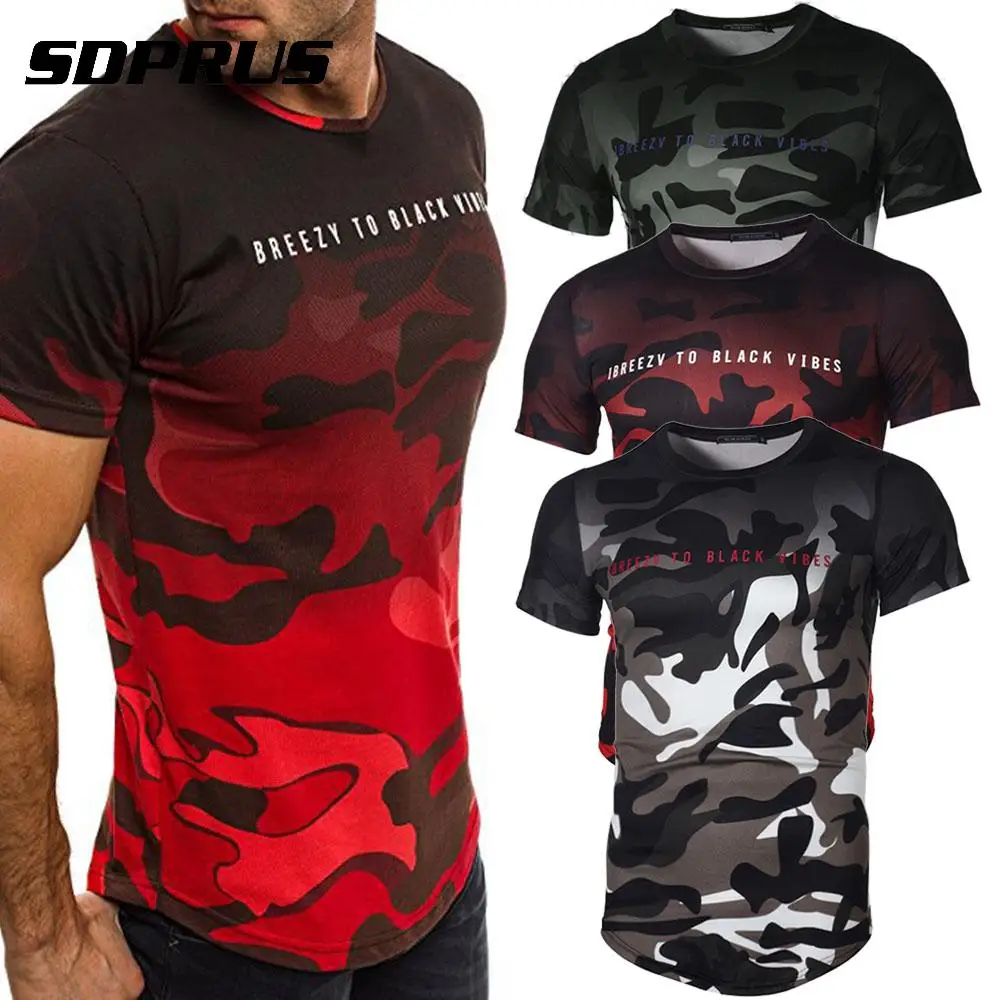Мужская камуфляжная футболка с круглым вырезом коротким рукавом и камуфляжным