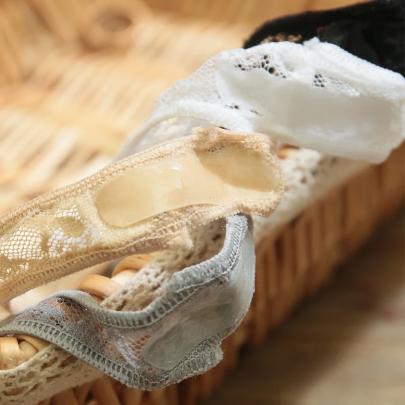 3 пары летние женские невидимые носки тонкие кружевные хлопковые силиконовые