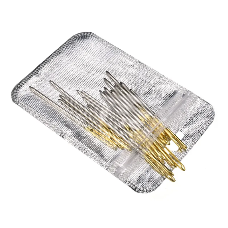 18Pcs Blunt Gold Tail Large Eye Needles Stainless Steel Mix Size 5.2-7cm Wool Sewing Embroidery Tapestry Tool For Women | Дом и сад