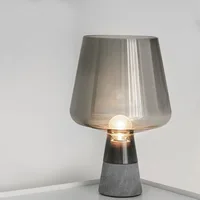 LukLoy LED Modern Industrial Table Lamp for Bedroom Bedside Gray Concrete Glass Desk Lamp for Reading Living Room Home Offices