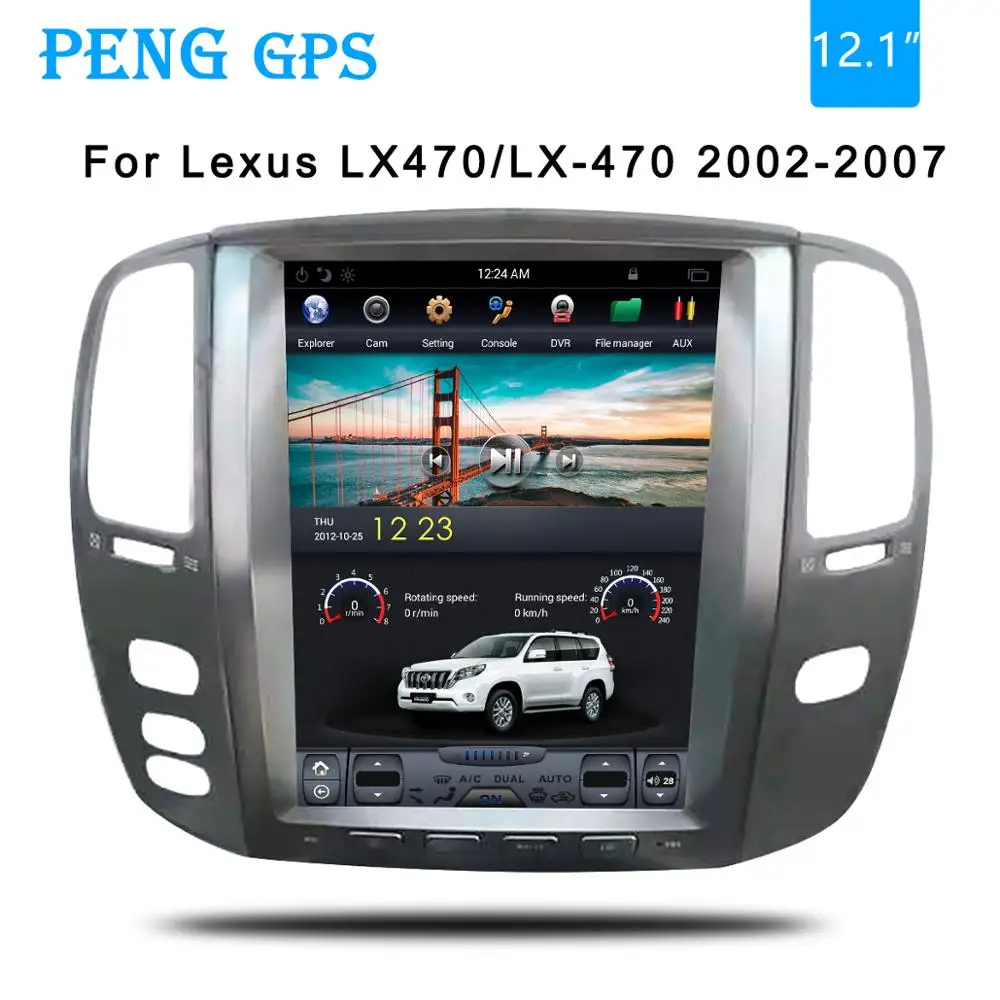 Tesla style Car GPS Navigation For Lexus LX470/LX-470 2002 2003 2004 2005 2006 2007 headunit multimedia radio no DVD player 4K | Автомобили